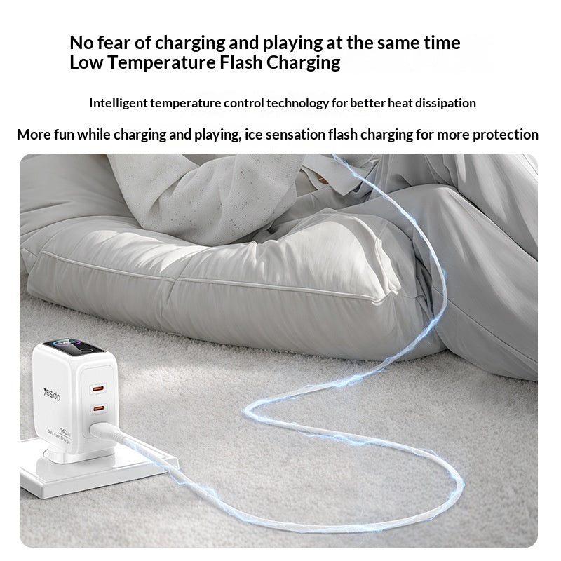 YESIDO YC114 140W GaN Charger PD 3.1 Fast Charging 3-Port Power Adapter with Dynamic Display
