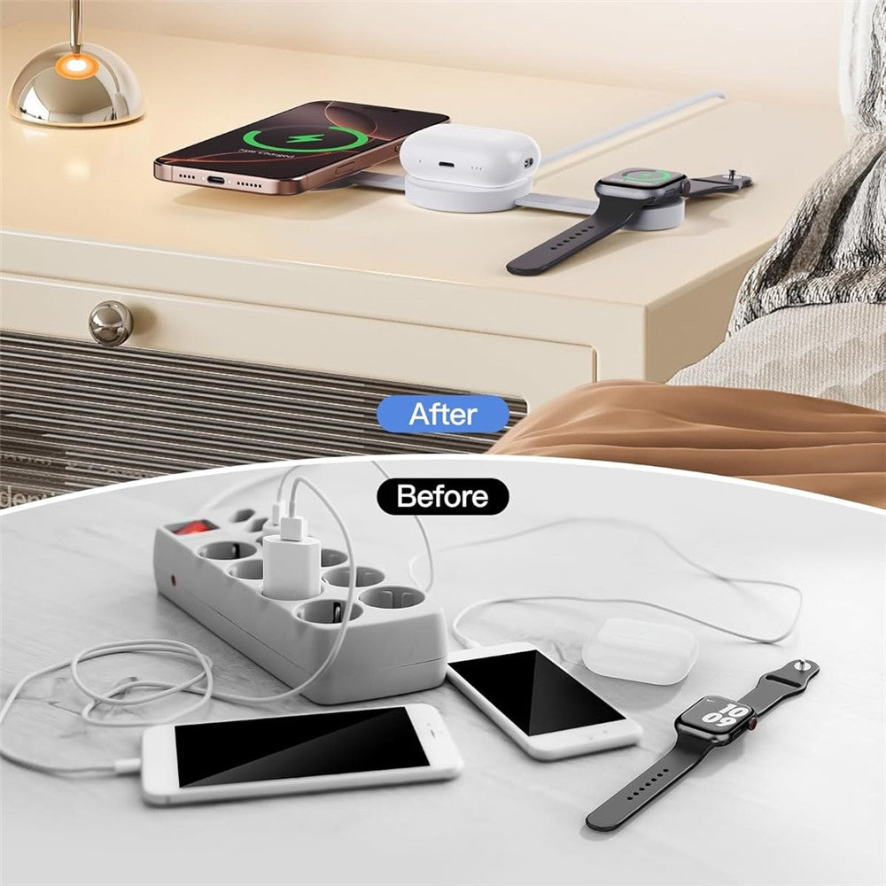 Y333 3 in 1 Wireless Charger for iPhone/AirPods/Apple Watch Foldable Desktop Stand 15W Fast Charging Station