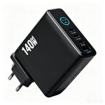 140W GaN Wall Charger with TFT Display 3 USB-C + 1 USB-A Fast Charging Power Adapter, EU Plug