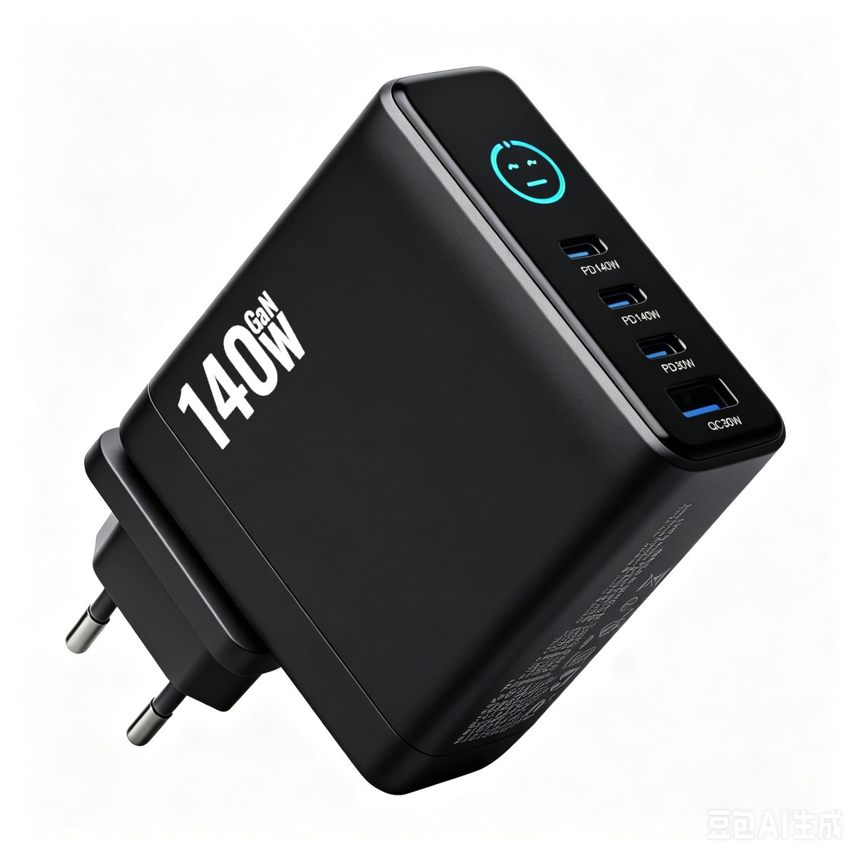 140W GaN Wall Charger with TFT Display 3 USB-C + 1 USB-A Fast Charging Power Adapter, EU Plug