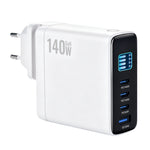 140W GaN Wall Charger with TFT Display 3 USB-C + 1 USB-A Fast Charging Power Adapter, EU Plug