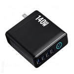 140W GaN vægoplader med TFT-display, 3 USB-C + 1 USB-A hurtigopladende strømadapter, US-stik