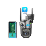 WiFi-app Säkerhetskamera med dubbla linser 2MP+2MP Vattentät utomhuskamera i fullfärg, nattseende, IP66, vädertålig säkerhetskamera