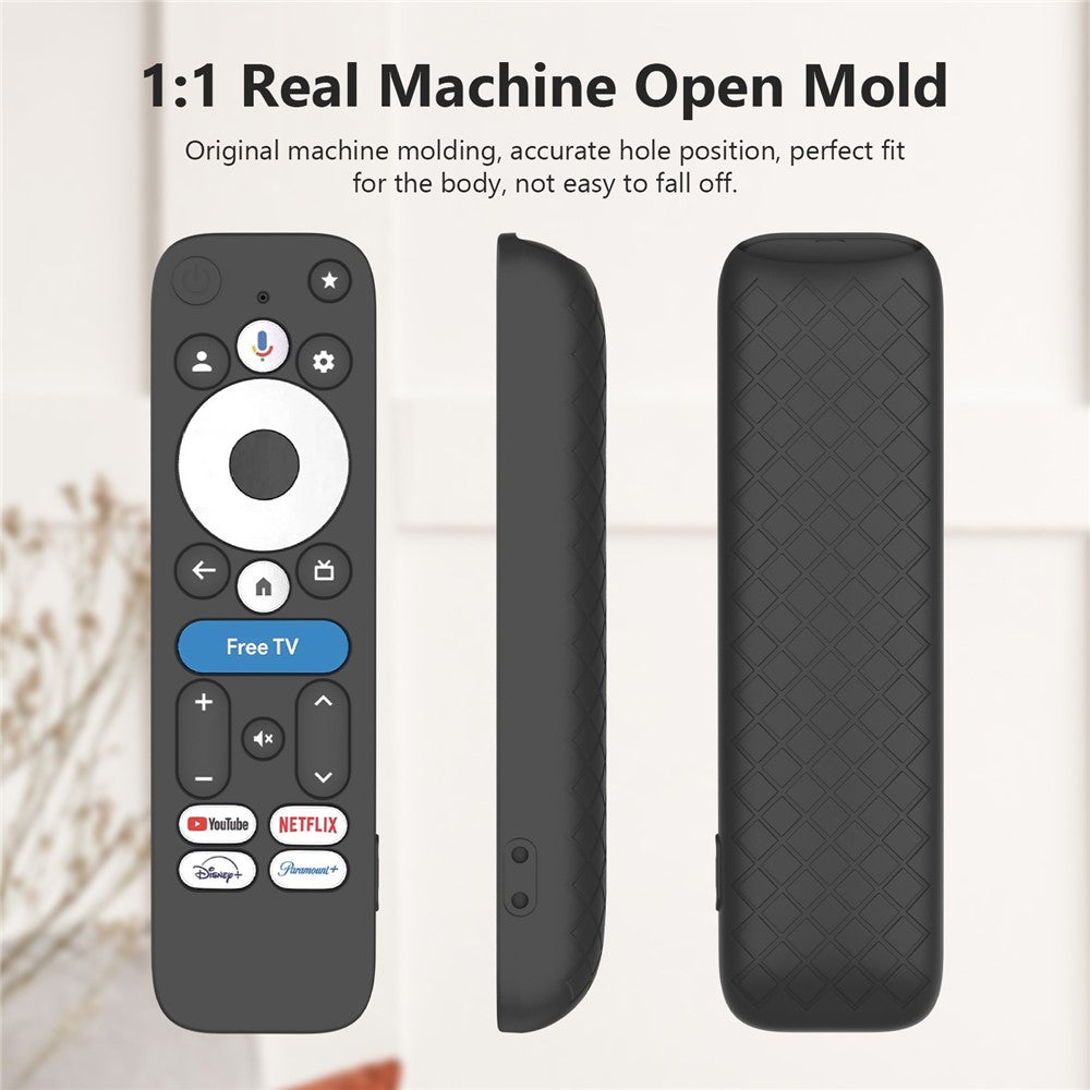 Silicone Case for Walmart onn.Google TV Box 4K Pro (2025) Remote Control Diamond Texture Anti-Slip Protective Cover with Lanyard