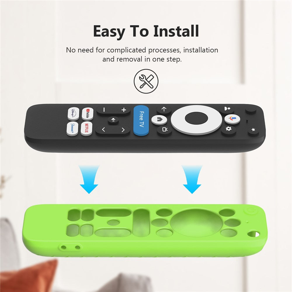 Silicone Case for Walmart onn.Google TV Box 4K Pro (2025) Remote Control Diamond Texture Anti-Slip Protective Cover with Lanyard