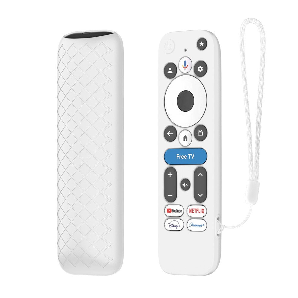 Silicone Case for Walmart onn.Google TV Box 4K Pro (2025) Remote Control Diamond Texture Anti-Slip Protective Cover with Lanyard