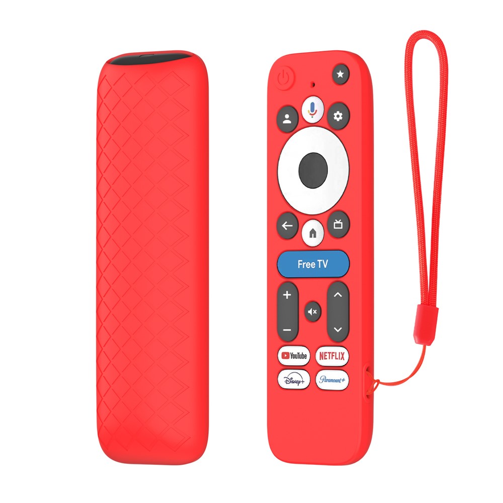 Silicone Case for Walmart onn.Google TV Box 4K Pro (2025) Remote Control Diamond Texture Anti-Slip Protective Cover with Lanyard