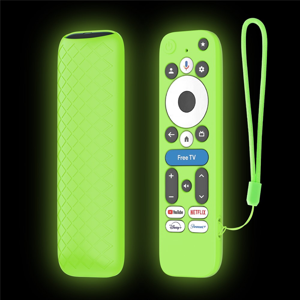 Silicone Case for Walmart onn.Google TV Box 4K Pro (2025) Remote Control Diamond Texture Anti-Slip Protective Cover with Lanyard