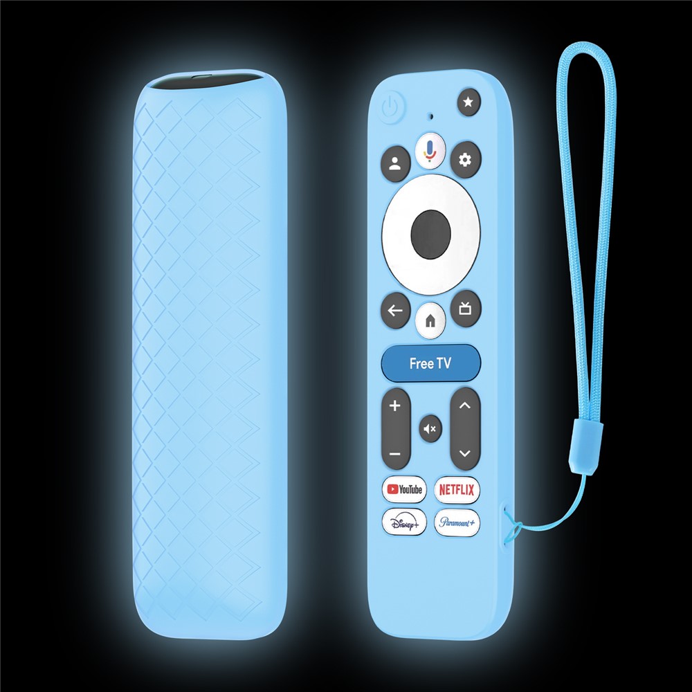 Silicone Case for Walmart onn.Google TV Box 4K Pro (2025) Remote Control Diamond Texture Anti-Slip Protective Cover with Lanyard