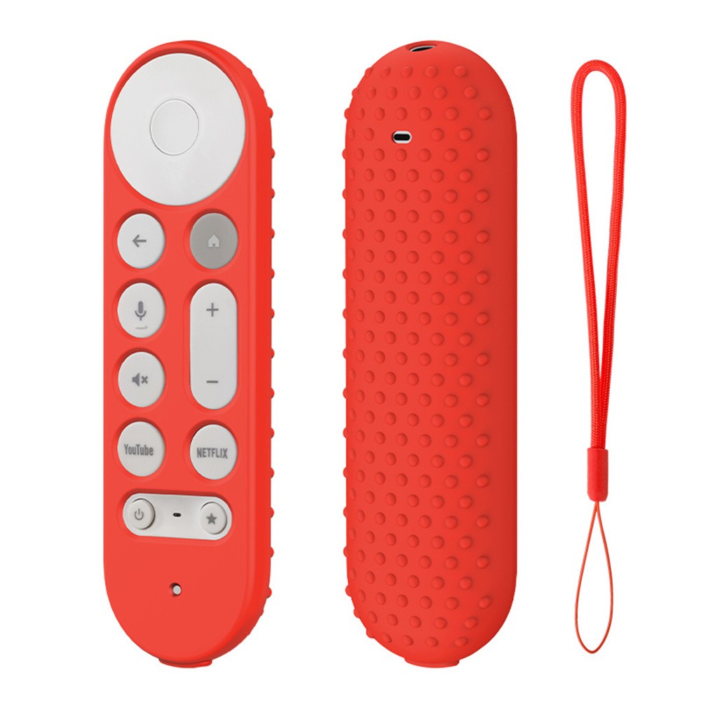 Silicone Case for Google TV Streamer 4K Remote Control Anti-Slip Shockproof Protective Cover with Lanyard
