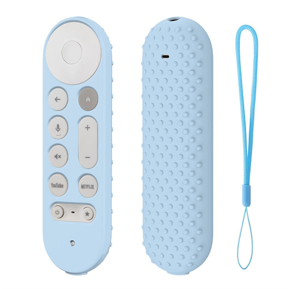 Silicone Case for Google TV Streamer 4K Remote Control Anti-Slip Shockproof Protective Cover with Lanyard