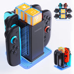 TRANSNOVO S73-018 6 in 1 Charging Dock for Nintendo Switch 2 / OLED / Switch Joy-Con Charger Stand with RGB Light