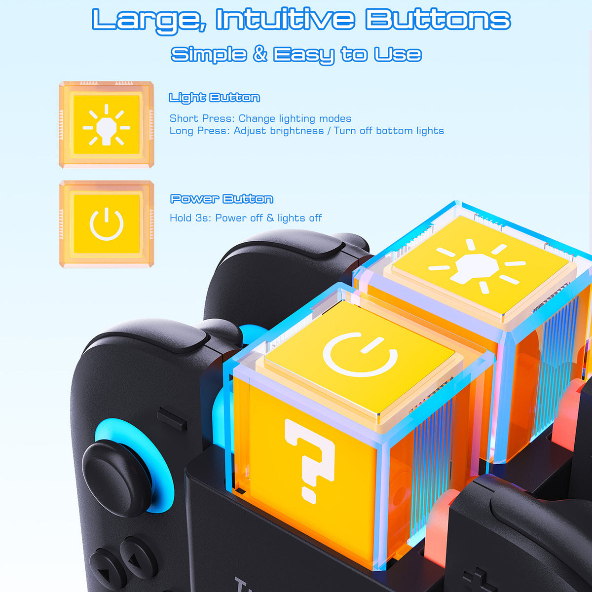 TRANSNOVO S73-018 6 in 1 Charging Dock for Nintendo Switch 2 / OLED / Switch Joy-Con Charger Stand with RGB Light