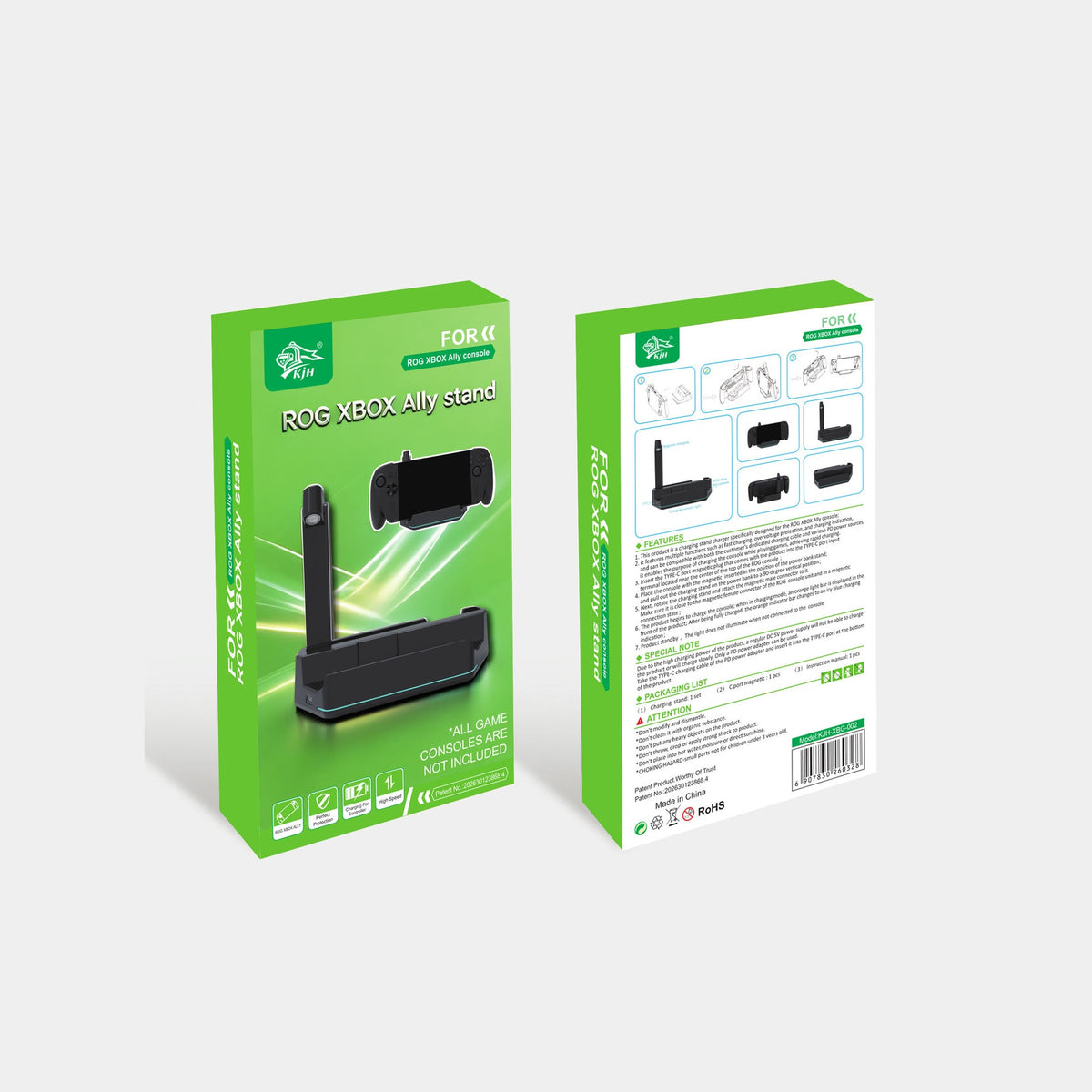 KJH-opladningsdock til Asus ROG Xbox Ally X (2025)/Ally (2025) magnetisk hurtigopladningsstander med LED-lysbånd