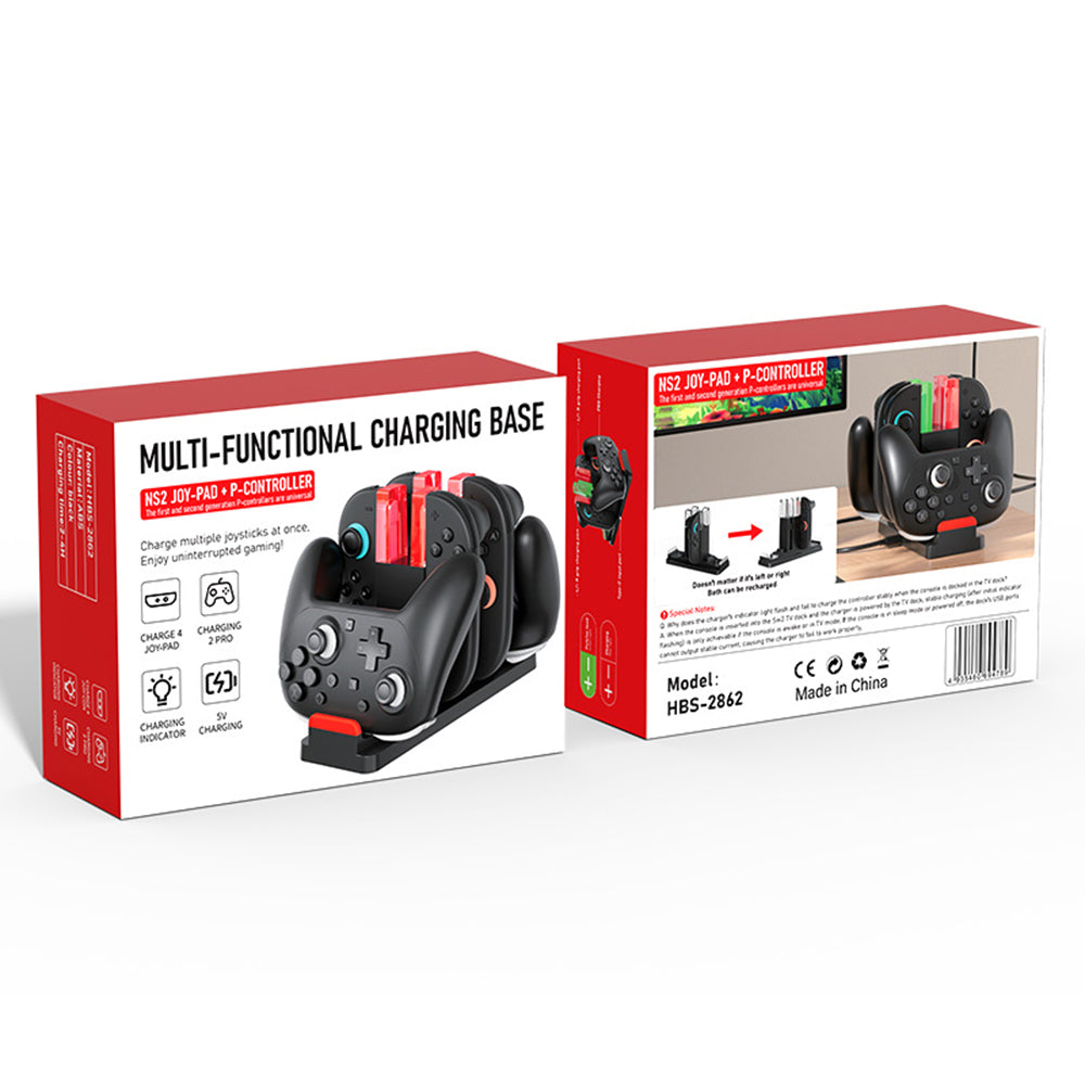 IPLAY HBS-2862 For Nintendo Switch 2/Switch 2 Pro/Switch Pro 6 in 1 Charging Dock Joy-Con Controller Charging Base