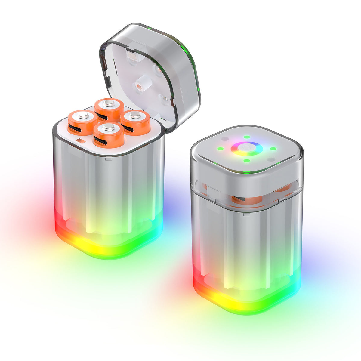 JYS-X160 RGB Lighting 4-Slot Battery Charging Station with 4Pcs 1600mAh AA Lithium Batteries for VR Controllers