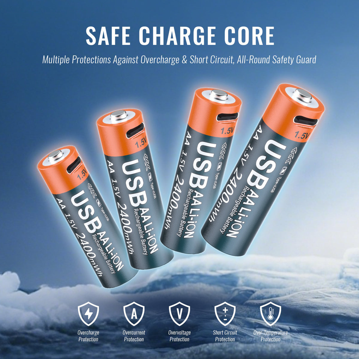 JYS-X160 RGB Lighting 4-Slot Battery Charging Station with 4Pcs 1600mAh AA Lithium Batteries for VR Controllers