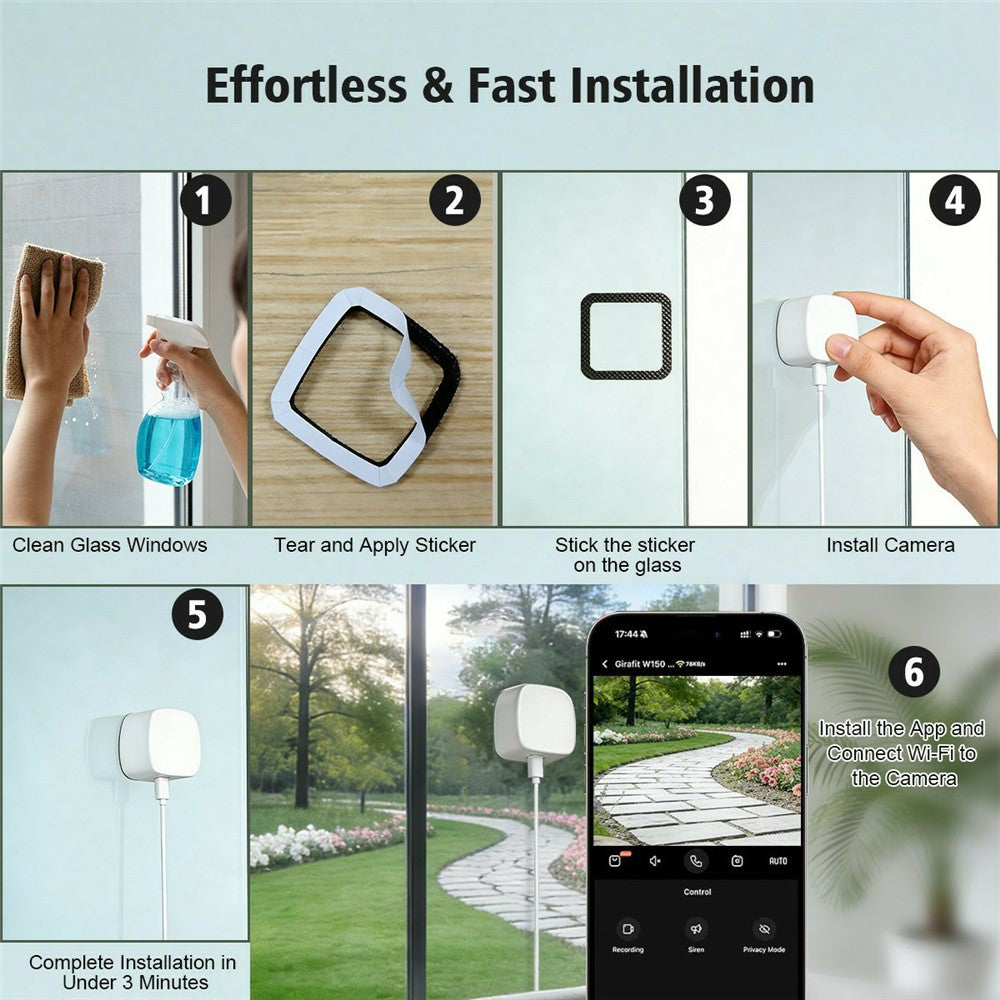 4MP Window Security Camera WiFi Dual-Band Night Vision Human Detection Two-Way Audio Safety Camera (No Memory Card)