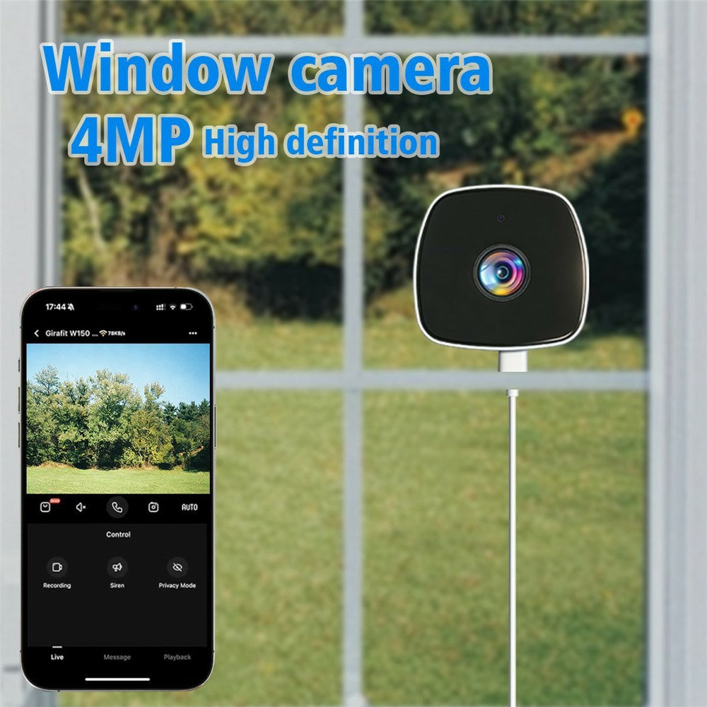 4MP Window Security Camera WiFi Dual-Band Night Vision Human Detection Two-Way Audio Safety Camera (No Memory Card)