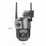 V28 IP66 Waterproof Dual Lens WiFi Security Camera Motion Detection Night Vision 3MP PTZ Camera