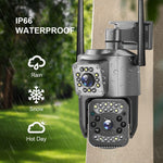V28 IP66 Waterproof Dual Lens WiFi Security Camera Motion Detection Night Vision 3MP PTZ Camera