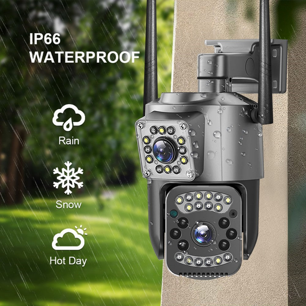 V28 IP66 Waterproof Dual Lens WiFi Security Camera Motion Detection Night Vision 3MP PTZ Camera