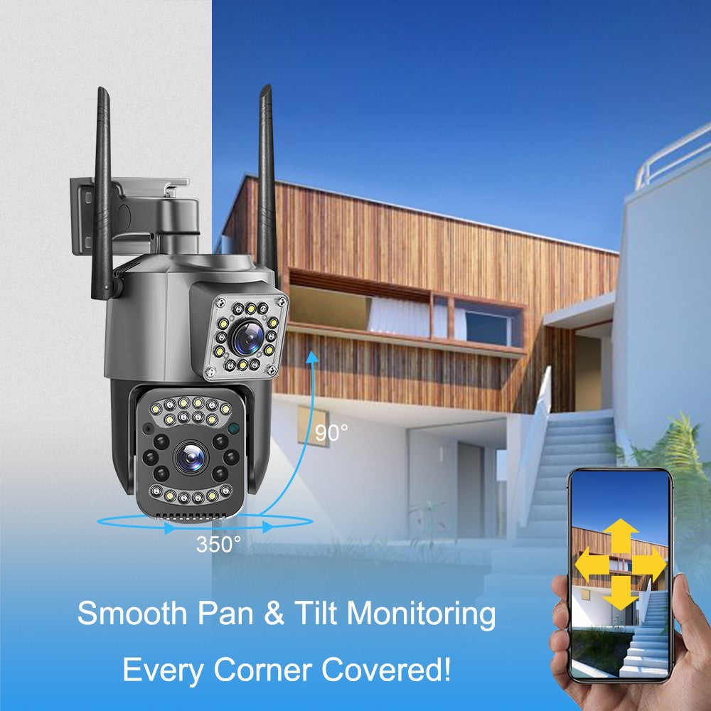 V28 IP66 Waterproof Dual Lens WiFi Security Camera Motion Detection Night Vision 3MP PTZ Camera