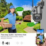 V28 IP66 Waterproof Dual Lens WiFi Security Camera Motion Detection Night Vision 3MP PTZ Camera