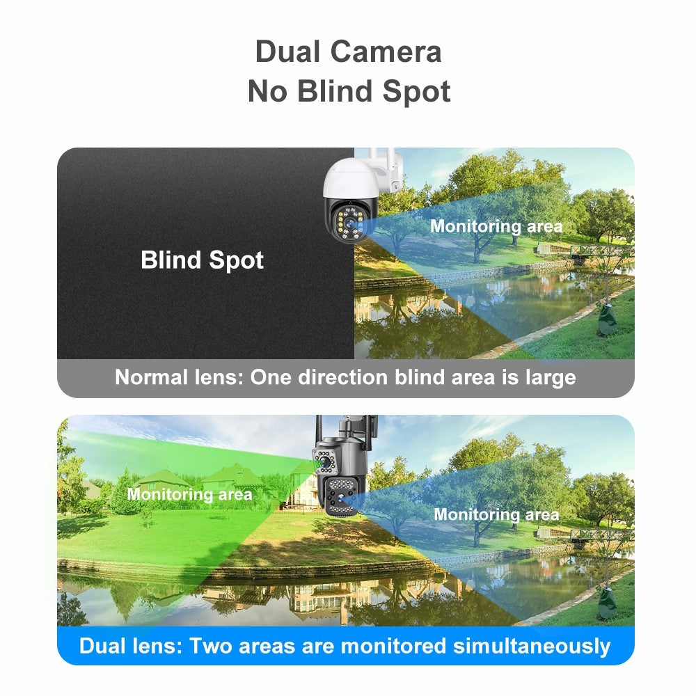 V28 IP66 Waterproof Dual Lens WiFi Security Camera Motion Detection Night Vision 3MP PTZ Camera