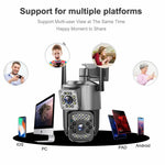 V28 IP66 Waterproof Dual Lens WiFi Security Camera Motion Detection Night Vision 3MP PTZ Camera