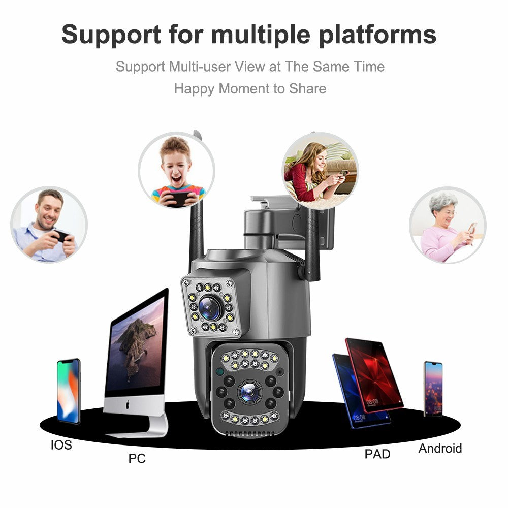 V28 IP66 Waterproof Dual Lens WiFi Security Camera Motion Detection Night Vision 3MP PTZ Camera