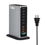 NCC777 140W GaN Desktoplader USB-C + USB-A 8-Port Lynopladningsstation til Bærbar Computer Telefon