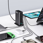 NCC777 140W GaN Desktoplader USB-C + USB-A 8-Port Lynopladningsstation til Bærbar Computer Telefon
