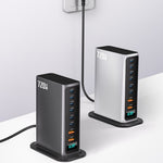 NCC777 140W GaN Desktoplader USB-C + USB-A 8-Port Lynopladningsstation til Bærbar Computer Telefon