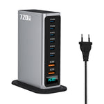NCC777 140W GaN Desktoplader USB-C + USB-A 8-Port Lynopladningsstation til Bærbar Computer Telefon