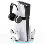 8057 Dual Controller Charging Station for Sony PlayStation 5 / 5 Slim / 5 Pro Console Stand Headphone Holder
