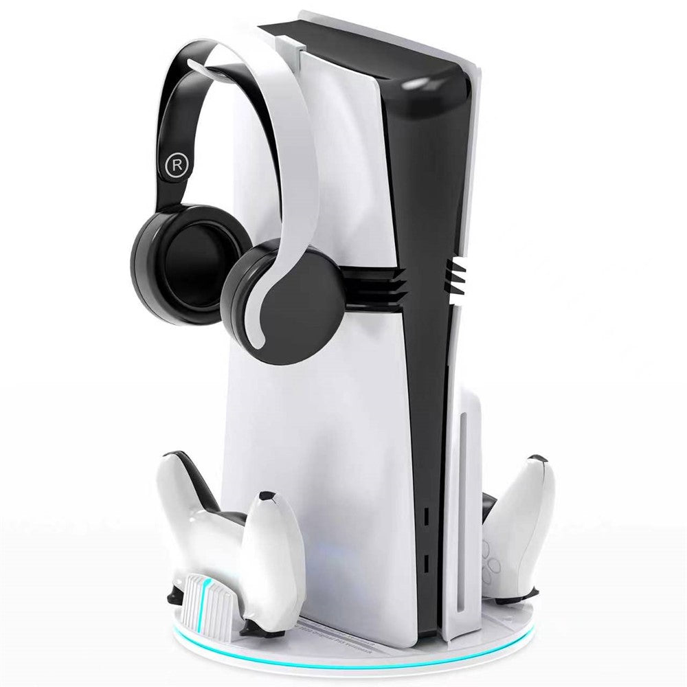 8057 Dual Controller Charging Station for Sony PlayStation 5 / 5 Slim / 5 Pro Console Stand Headphone Holder