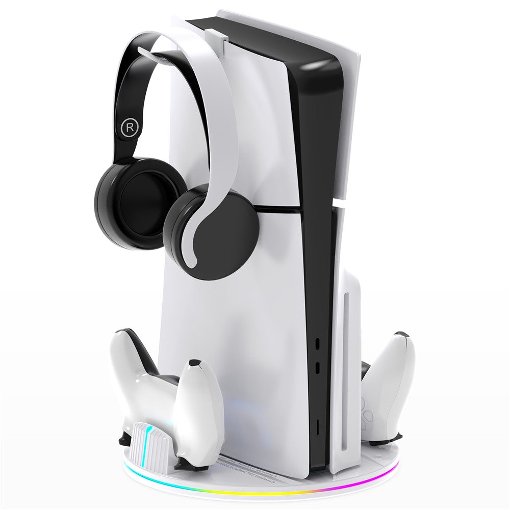 8057 Dual Controller Charging Station for Sony PlayStation 5 / 5 Slim / 5 Pro Console Stand Headphone Holder