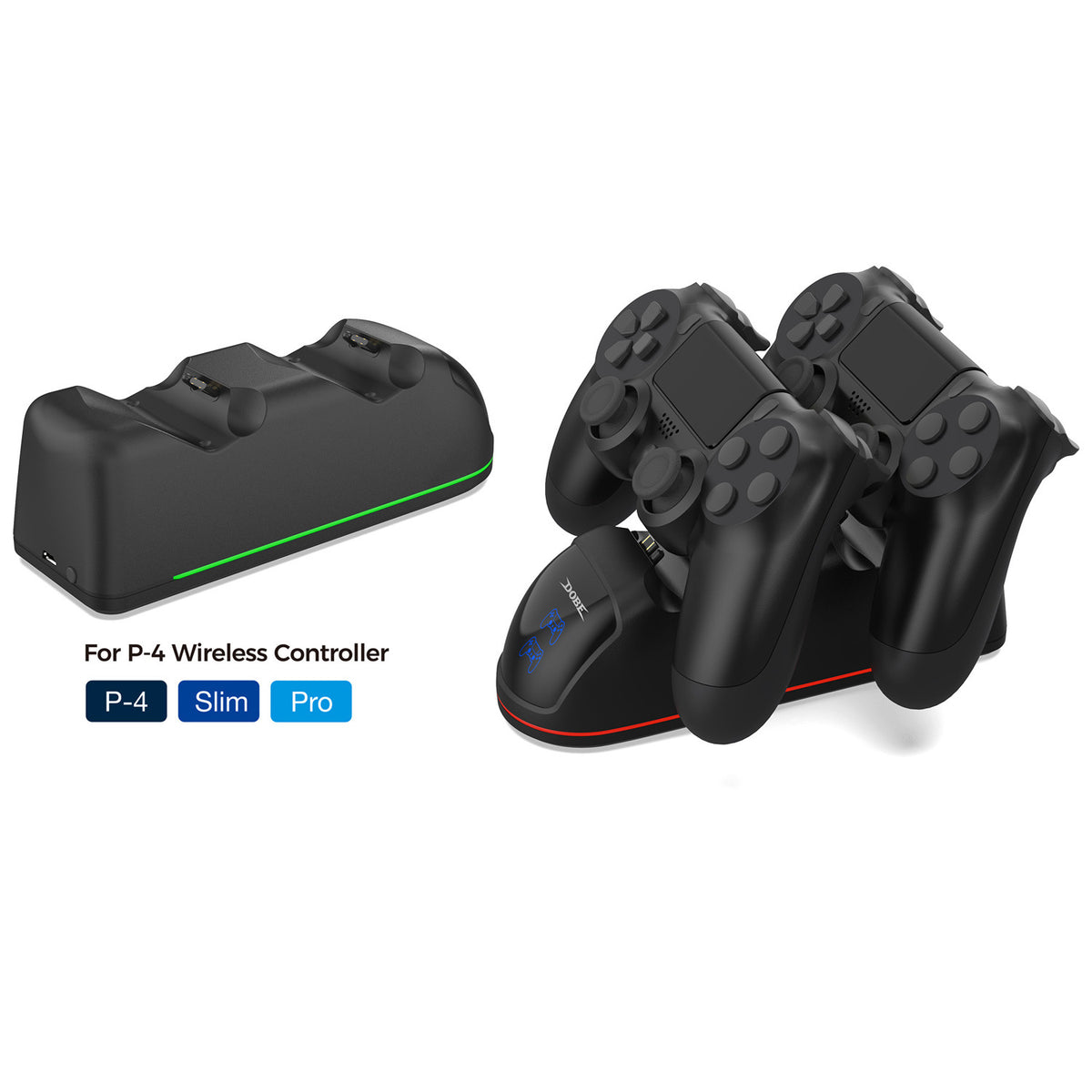 DOBE FOMIS ELECTRONICS TP4-889C Charging Station for Sony PlayStation 4/4 Pro/4 Slim Dual Controller RGB Charger Dock