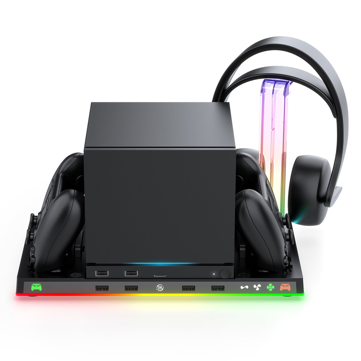JYS-SDM003 For Steam Machine/Steam Controller Multi-function Charging Dock Headset Storage RGB Cooling Fan Stand