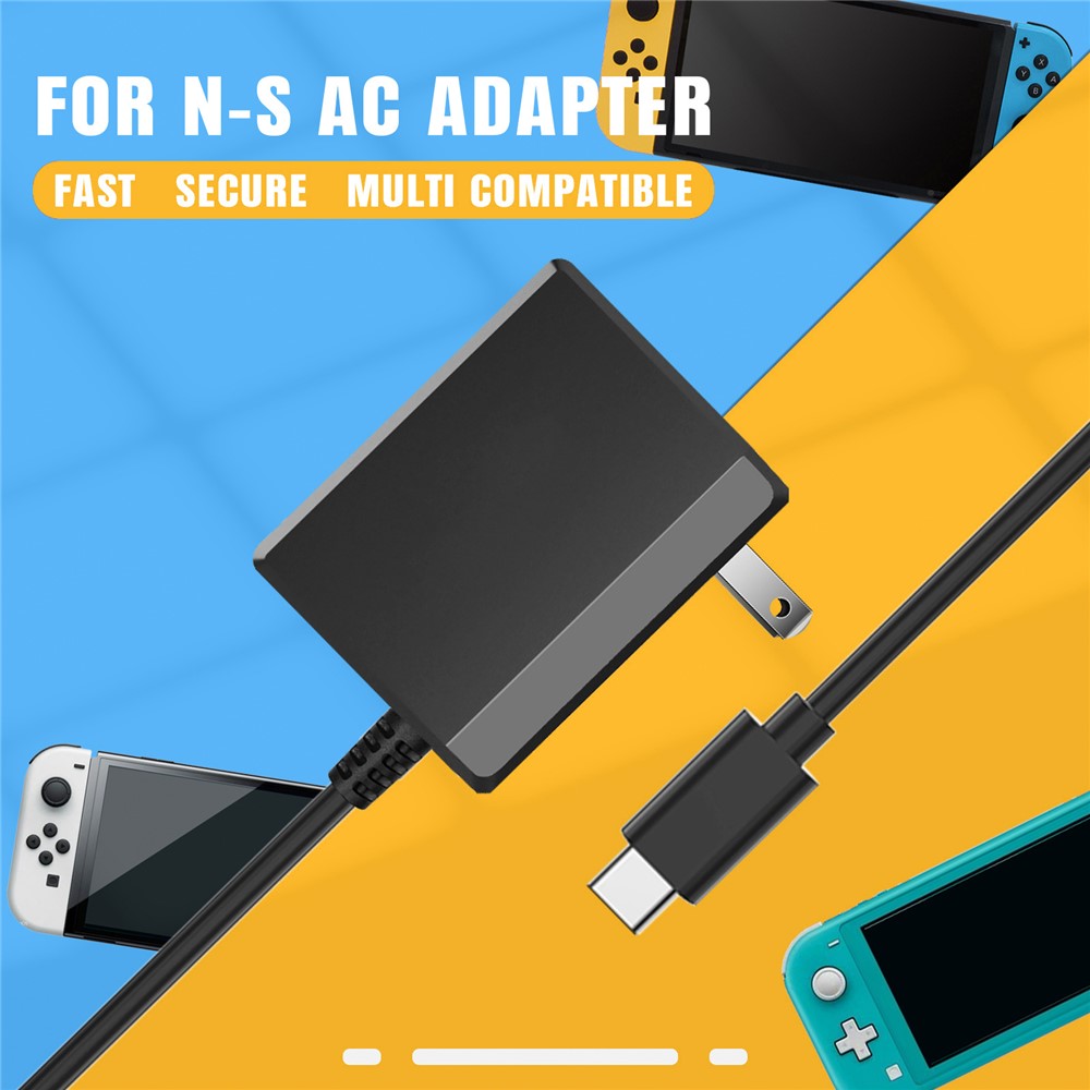 MIMD 2.6A AC Adapter for Nintendo Switch / Lite / OLED Game Controller Type-C Charger with 1.5m Cable