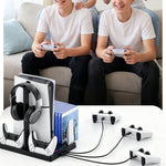 IPLAY HBP-534 Cooling Stand for Sony PlayStation 5/5 Pro/5 Slim Digital/Disc Version Dual Controller Charging Station with Fan Headset Holder