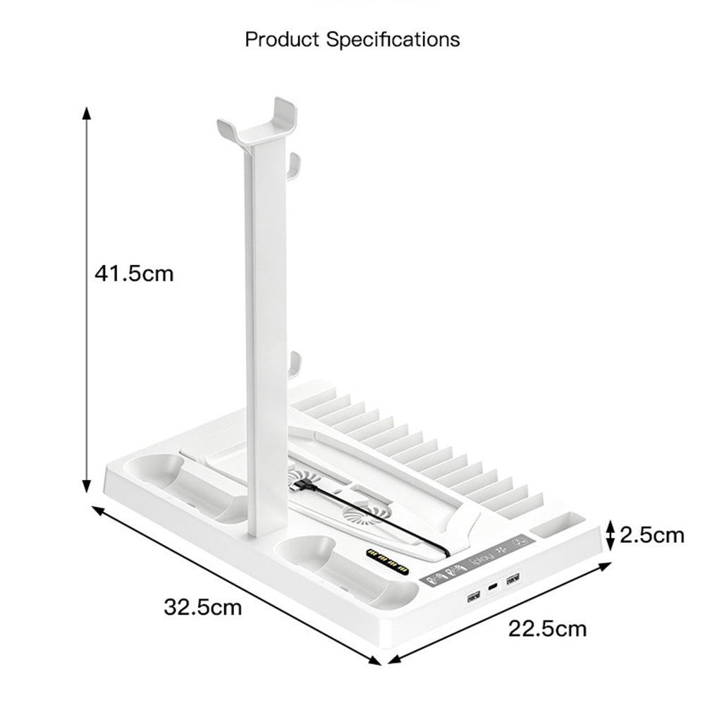 IPLAY HBP-534 Cooling Stand for Sony PlayStation 5/5 Pro/5 Slim Digital/Disc Version Dual Controller Charging Station with Fan Headset Holder