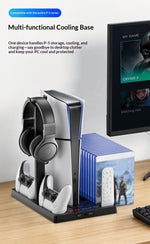 IPLAY HBP-534 Cooling Stand for Sony PlayStation 5/5 Pro/5 Slim Digital/Disc Version Dual Controller Charging Station with Fan Headset Holder