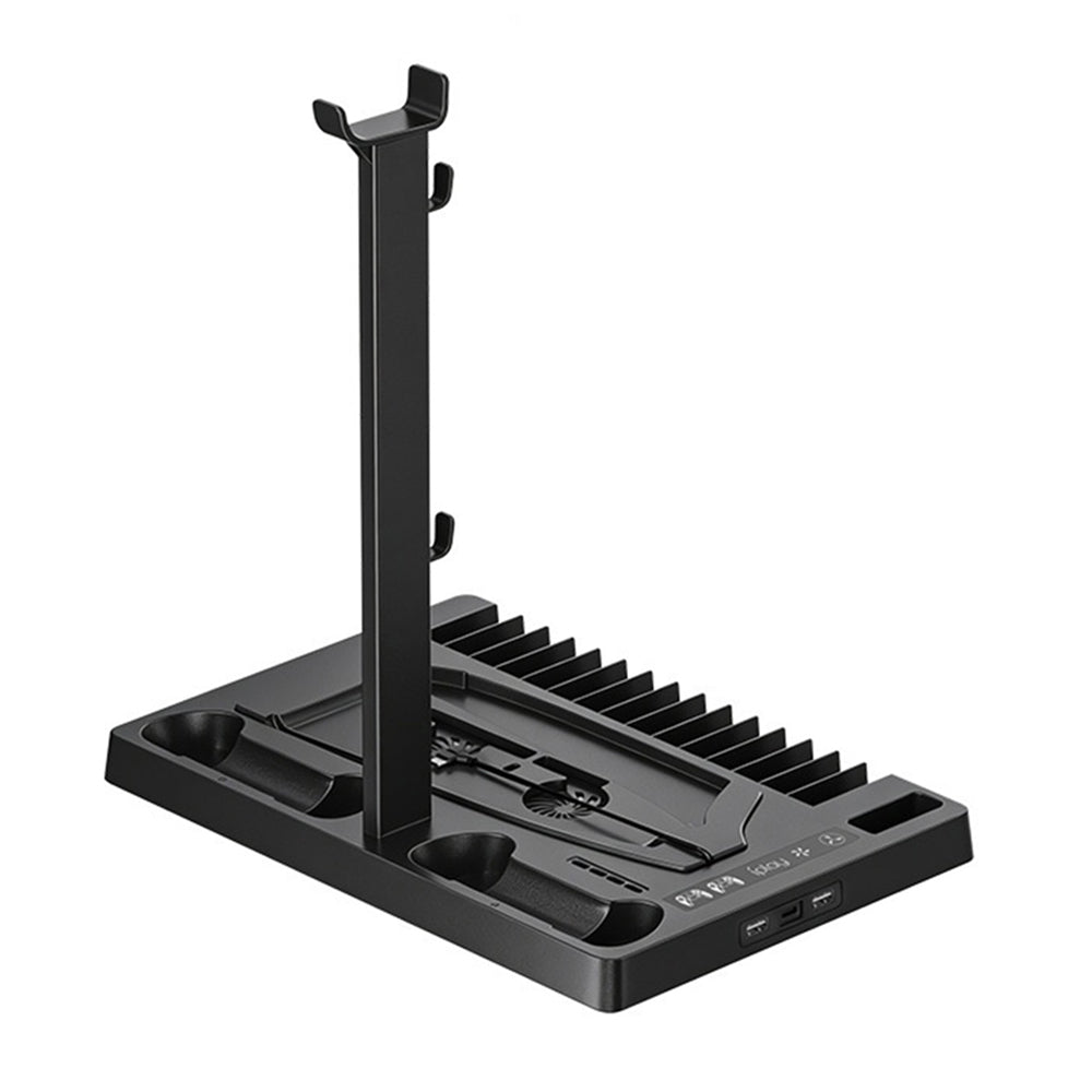 IPLAY HBP-534 Cooling Stand for Sony PlayStation 5/5 Pro/5 Slim Digital/Disc Version Dual Controller Charging Station with Fan Headset Holder