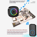 A6 Wireless Doorbell Kit 300m Range Colorful LED 60 Melodies No Wiring, 2 Transmitters + 1 Receiver