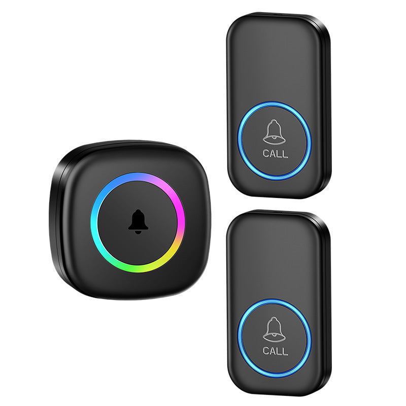 A6 Wireless Doorbell Kit 300m Range Colorful LED 60 Melodies No Wiring, 2 Transmitters + 1 Receiver