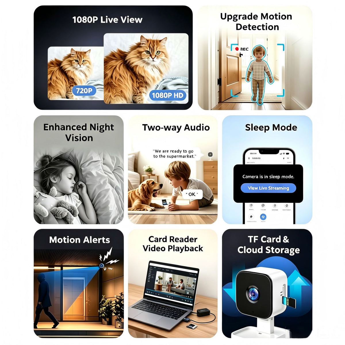 K7P Wireless Security Camera 1080P HD Smart Human Tracking Night Vision Home Monitor