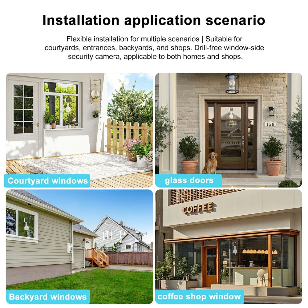 K6W-2 2K Dual Lens Window WiFi Camera Drill-Free Security Camera for Home and Shop Use