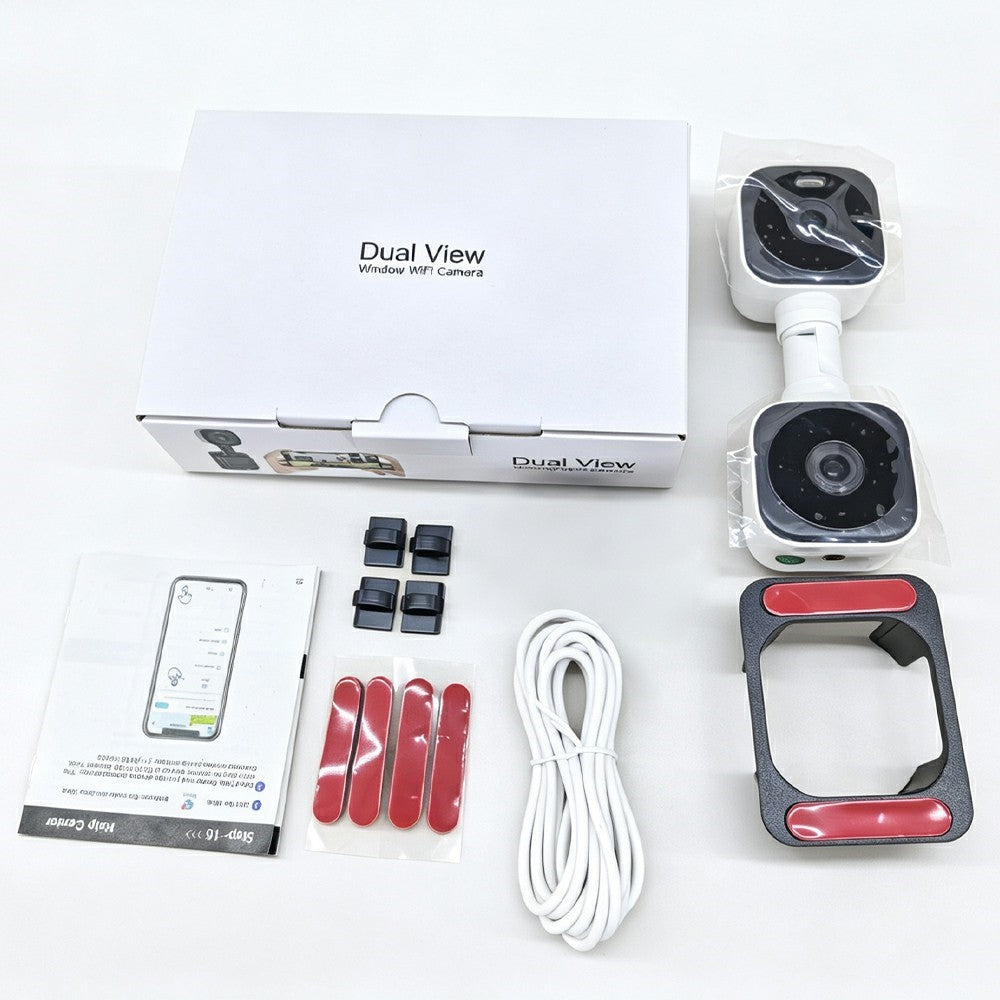 K6W-2 2K Dual Lens Window WiFi Camera Drill-Free Security Camera for Home and Shop Use